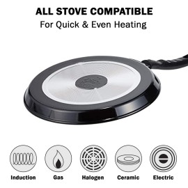 Pigeon Aluminium Non-Stick 4mm Concave Tawa, 26cm, Black