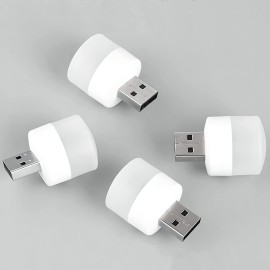 Stewit Plug in LED Night Light Mini USB LED Light Flexible USB LED Ambient Light Mini USB LED Light, LED Portable car Bulb, Indoor, Outdoor, Reading, Sleep (4 pcs, White, Pack of 1)