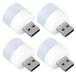Stewit Plug in LED Night Light Mini USB LED Light Flexible USB LED Ambient Light Mini USB LED Light, LED Portable car Bulb, Indoor, Outdoor, Reading, Sleep (4 pcs, White, Pack of 1)